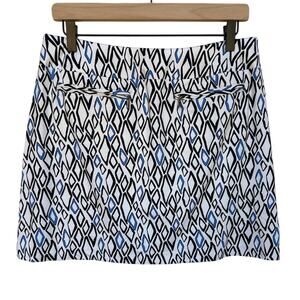 Tail Athletic Skort with Black and Blue Diamond Pattern, Front Zip Pockets sz M
